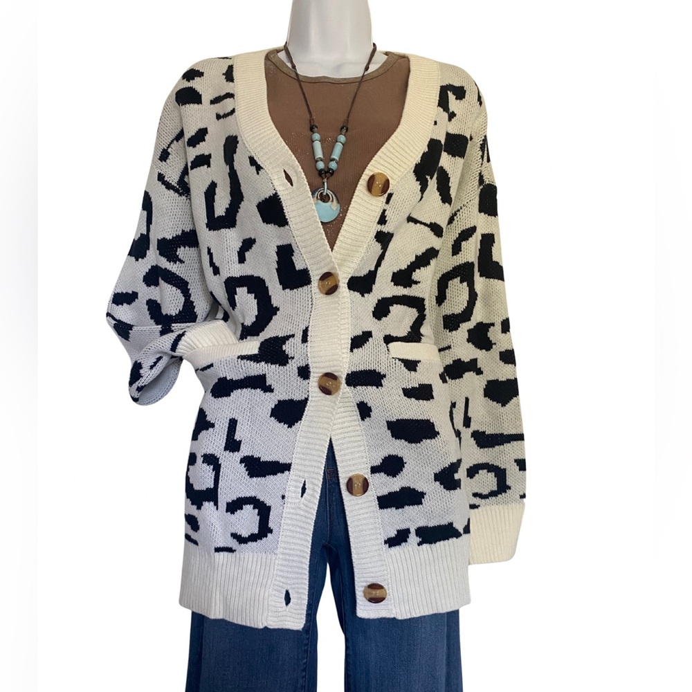 Leopard Print Women's Cardigan Sweater